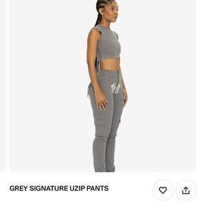 Gray Athletic Track Pants with High Waistband